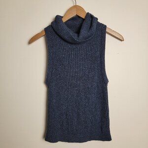 Abercrombie & Fitch Blue Knit Sleeveless Turtleneck Sweater Size Large